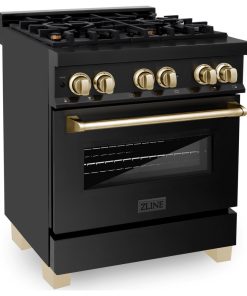 ZLINE Autograph 30" 4.0 cu. ft. Dual Range, Black Stainless, Gold