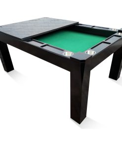 Origins Black Game Table, With Dining Top, Green Dynamic Gaming Suede Surface
