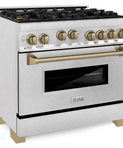 ZLINE Autograph Edition 36" Gas Range in DuraSnow?Stainless Steel, Champagne Br