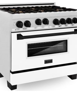ZLINE Autograph 36" 4.6 cu. ft. Range, DuraSnow Stainless Steel, Matte Black