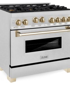 ZLINE Autograph Edition 36" Gas Range in DuraSnow?Stainless Steel, Gold