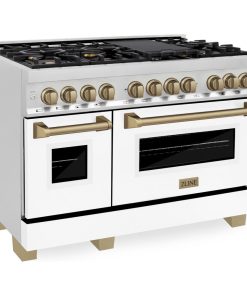 ZLINE Autograph 48" Dual Fuel Range, DuraSnow Stainless Steel, Champagne Bronze