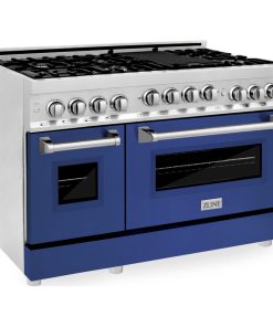 ZLINE 48" Range With Gas Stove and Gas Oven, Stainless Steel, Blue Matte