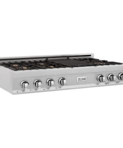 ZLINE Porcelain Gas Stovetop DuraSnow Stainless Steel, Gas Brass Burners, 48"