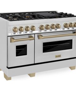 ZLINE Autograph 48" 6.0 cu. ft. Dual Range, Stainless Steel, Champagne Bronze