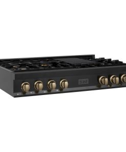 ZLINE Autograph 48" Porcelain Rangetop, Black Stainless Steel, Champagne Bronze