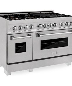 ZLINE Range Gas Stove/Electric Oven, DuraSnow With Brass Burners, 48