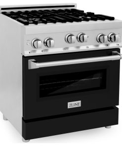 ZLINE 30" Professional Gas Range in Stainless Steel with Color Door Options, Bla