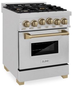 ZLINE Autograph 24" 2.8 cu. ft. Range, DuraSnow Stainless Steel, Champagne Bronz