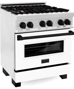 ZLINE Autograph 30" Dual Fuel Range, DuraSnow Stainless Steel, Matte Black