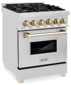 ZLINE Autograph Edition 24" 2.8 cu. ft. Dual Fuel Range in Stainless Steel, Gold