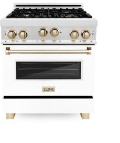 ZLINE Autograph 30" 4.0 cu. ft. Range, DuraSnow Stainless Steel, Gold