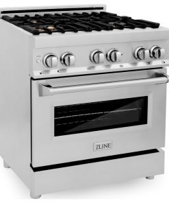 ZLINE Range Gas Stove/Electric Oven, Stainless Steel With Brass Burners, 30"