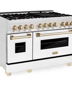 ZLINE Autograph 48" Dual Fuel Range, DuraSnow Stainless Steel, Gold