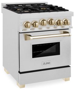 ZLINE Autograph 24" 2.8 cu. ft. Range, DuraSnow Stainless Steel, Gold
