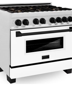 ZLINE Autograph 36" Dual Fuel Range, DuraSnow Stainless Steel, Matte Black