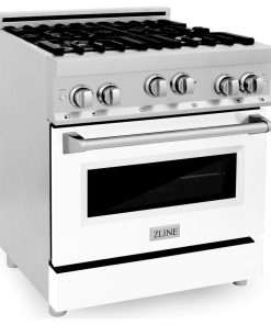 ZLINE 30" Professional Gas Range in Stainless Steel with Color Door Options, Whi