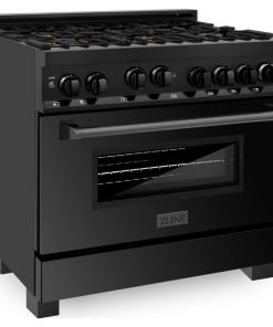 ZLINE Gas on Gas Range, Black Stainless Steel With Brass Burners, 36"