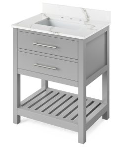 30" Wavecrest Vanity With Calacatta Vienna Quartz Top Gray
