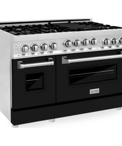 ZLINE 48" Range With Gas Stove and Gas Oven, Stainless Steel, Black Matte