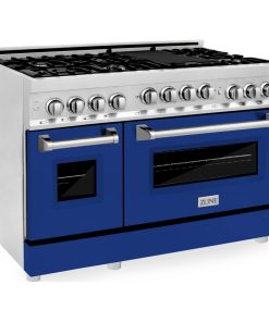 ZLINE 48" Range With Gas Stove and Gas Oven, Stainless Steel, Blue Gloss