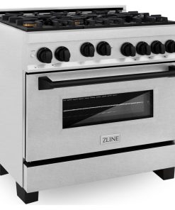 ZLINE Autograph Edition 36" Gas Range in DuraSnow?Stainless Steel, Matte Black