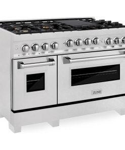 ZLINE 48" Gas Range in DuraSnow?Stainless Steel with Color Door Options, Brass