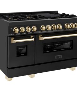 ZLINE Autograph 48" 6.0 cu. ft. Dual Range, Black Stainless, Gold