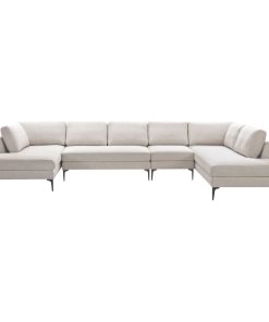 Zoe 4-Piece Fabric Double Chaise Sectional, Cream