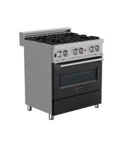 ZLINE 30" DuraSnow?Range Gas Stove/Electric Oven, Black Matte Door