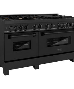 ZLINE 60" Dual Fuel Range With Gas Stove and Electric Oven, Black Stainless