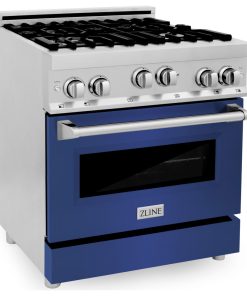ZLINE 30" Professional Gas Range in Stainless Steel with Color Door Options, Blu