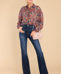 You're All Mine Burgundy Multi Print Top