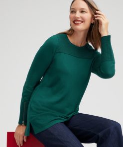 Zipper Detail Tunic Sweater