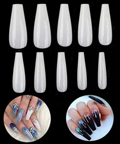 (natural) - Natural Long Coffin Nail Tips 500 Pcs Acrylic Fke Nail Full Cover Long Ballerina Fake Nail Tips with Bag Long Ballet Nail Tips Nail Artificial