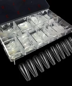 (Clear-500) - 500pcs False Nails Full Cover Coffin Acrylic Style Artificial Fake Nail Art Tips UV Gel Beauty Tools(Clear)