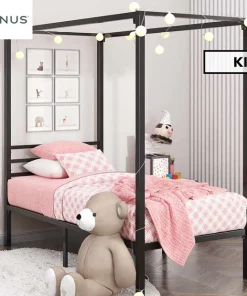 Zinus Kids' Black Metal Canopy Bed - Single