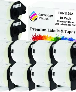 10 Pack Compatible Label Roll for Brother DK-11202 DK11202 62mm x 100mm 300 Labels per Roll for Brother QL1050 QL1050N QL1060N QL1100 QL1110NWB QL500 QL