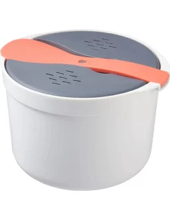 1 Set 2L Food Storage Container Large Capacity Wear Resistant PP Hot Soup Heating Steamer Lunch Box for Microwave-Orange