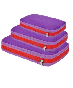 1/3Pcs Travel Compression Storage Bag Clothes Luggage Organizer Zipper Pouch Purple