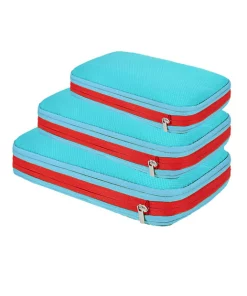 1/3Pcs Travel Compression Storage Bag Clothes Luggage Organizer Zipper Pouch Sky Blue