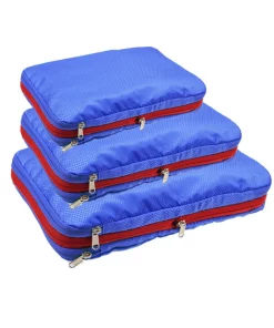 1/3Pcs Travel Compression Storage Bag Clothes Luggage Organizer Zipper Pouch Sapphire Blue