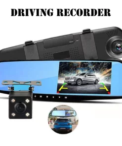 1 Set Car DVR Glass Mirror Parking Monitor Waterproof 4.3-Inch Dual Camera DVR Backup Camera for Automobiles