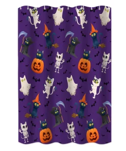 1 Set Floor Mat Strong Water Absorption Decorative Pumpkin Printed 3-Piece Shower Curtain Toilet Seat Cover Set for Daily Use-1 G