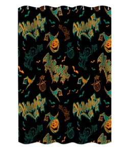 1 Set Floor Mat Strong Water Absorption Decorative Pumpkin Printed 3-Piece Shower Curtain Toilet Seat Cover Set for Daily Use-1 E