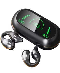 1 Pair S03 Bluetooth-compactible Earphone IPX5 Not In-Ear Painless Wireless Bluetooth-compactible 5.2 Headphone for Sports - Black