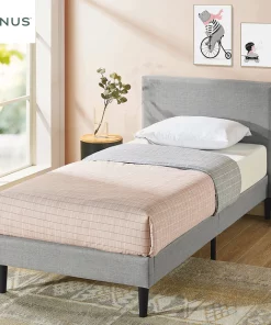 Zinus Nelly King Single Fabric Bed Frame - Light Grey