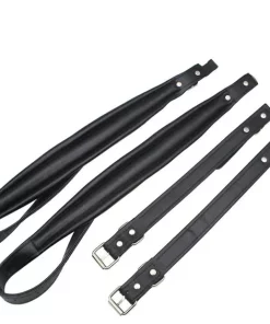 1 Pair Accordion Strap Adjustable wear-resistant Faux Leather Universal Accordion Shoulder Belt for Home - Black