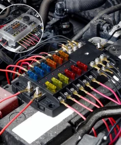 12 Ways Fuse Box Holder LED Indicator Light Universal Fuse Blade Cover for 12V-60V Cars SUVs RVs Boats Yachts
