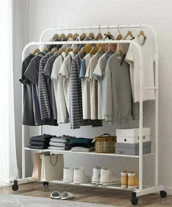 1.5m Large Rolling Clothes Rack Double Rail Stand Metal